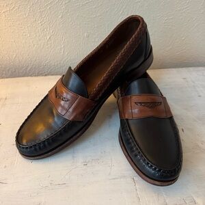 Allen Edmonds Woven Penny Loafers — Black & Brown Leather — Size 12B